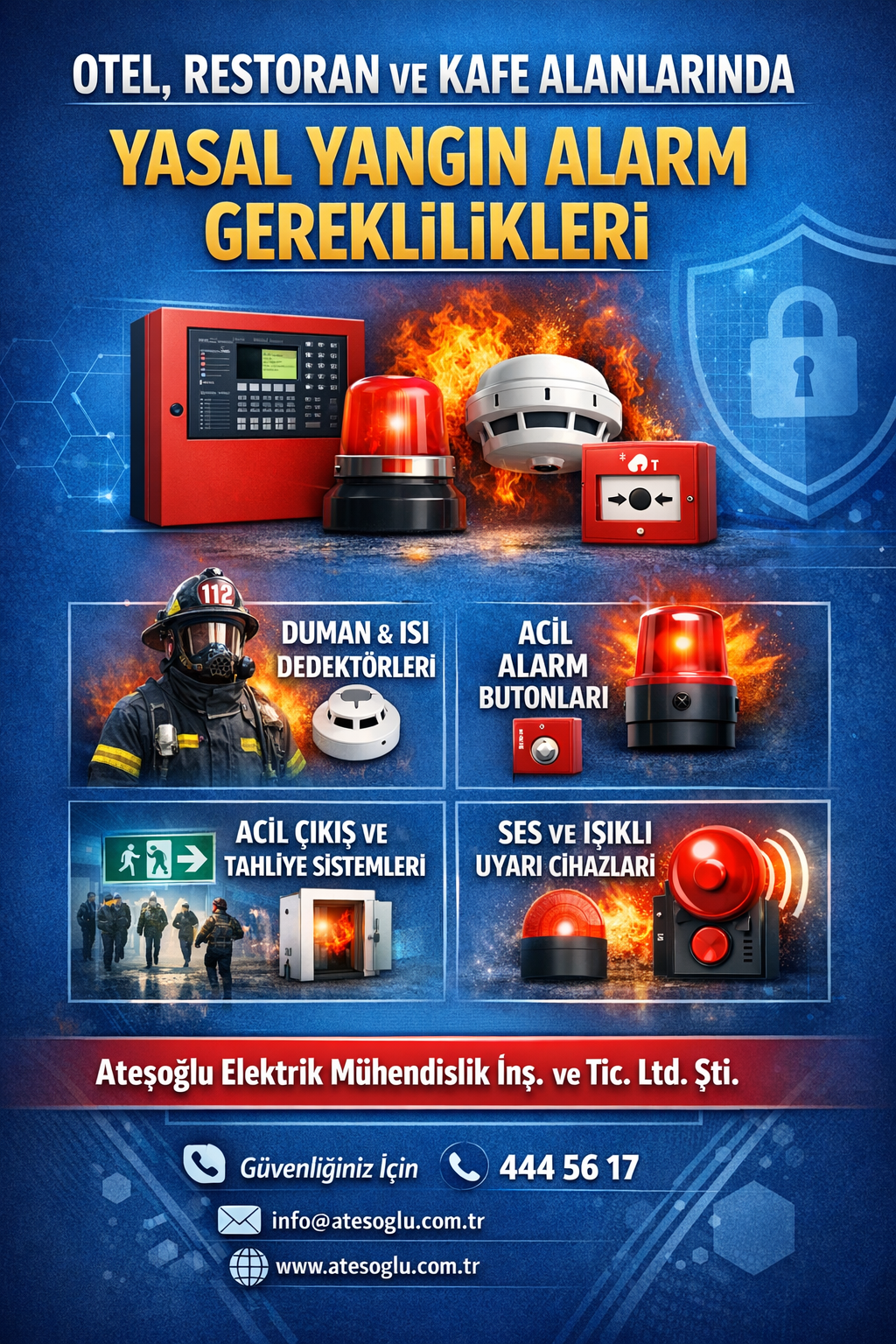 Otel, Restoran ve Kafe Alanlarında Yasal Yangın Alarm Gereklilikleri  Ateşoğlu Elektrik Mühendislik İnş. ve Tic. Ltd. Şti.