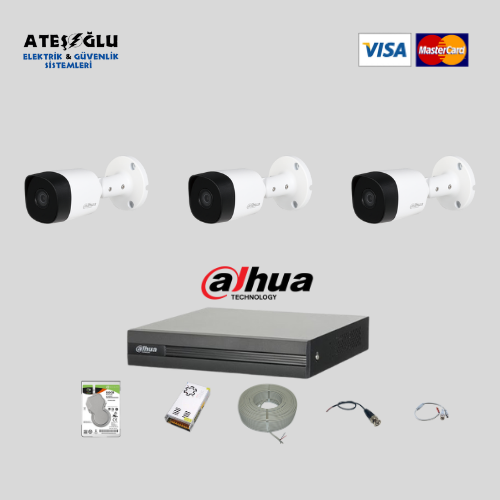 Dahua 3 Kameralı 2 Mp HDCVI Set
