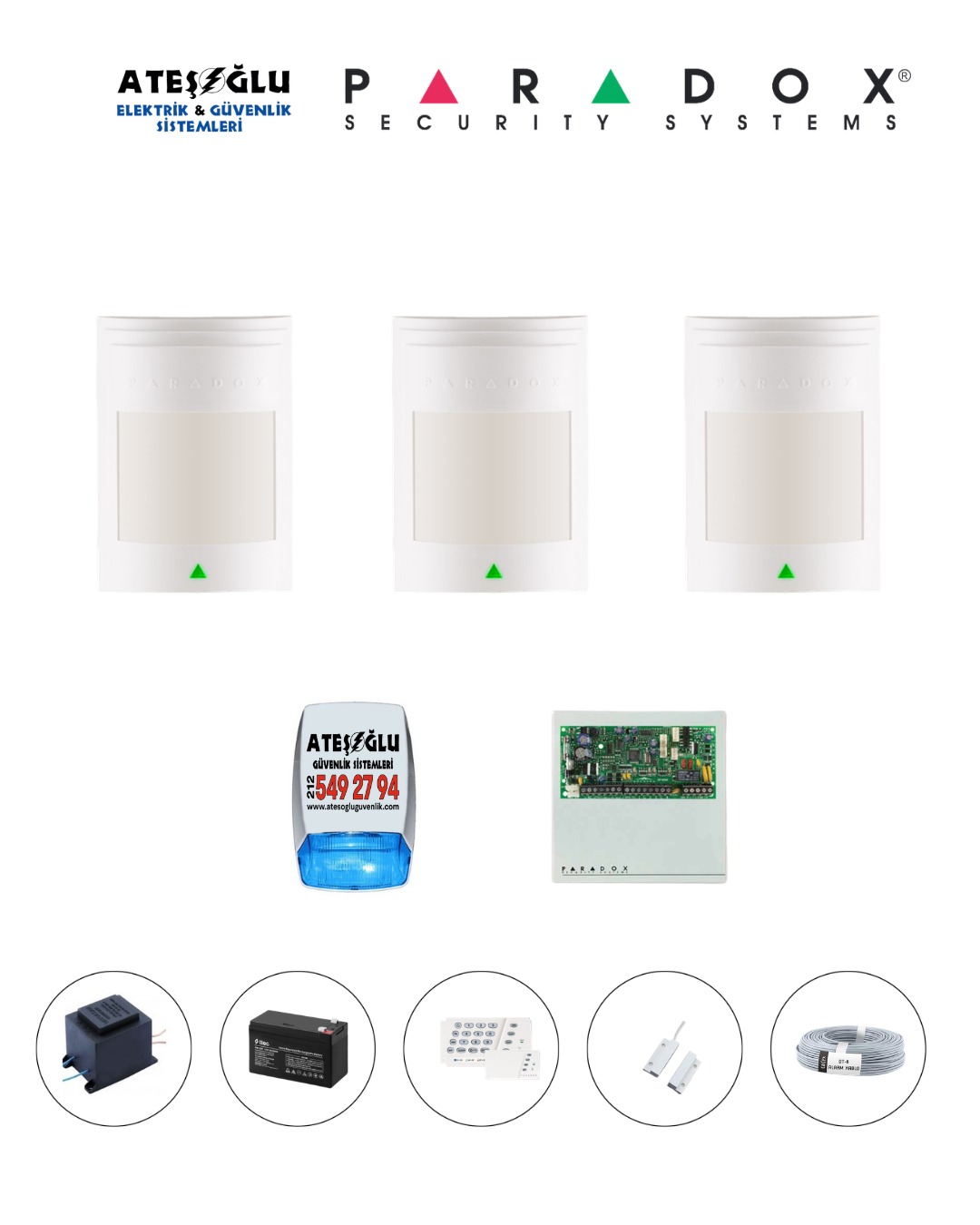 Paradox 3 Dedektörlü Set MONTAJ DAHİL