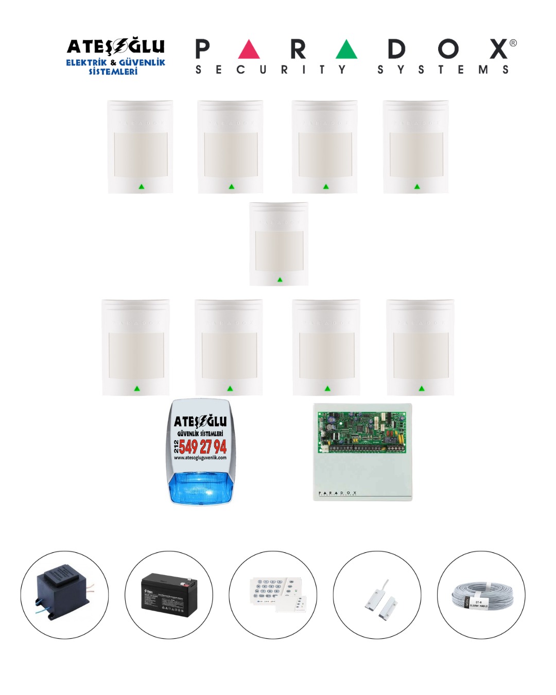 Paradox 9 Dedektörlü Set MONTAJ DAHİL